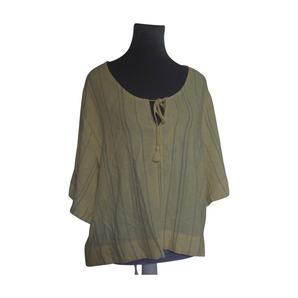 Universal Thread XL Butter Yellow Stripe Tassel Tie Bell Sleeve Top NWT - Picture 2 of 15